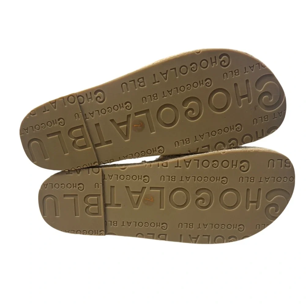 Chocolat Blu Espadrille Slide Sandals Womens 7 Natural Tan Excellent Woven Straw